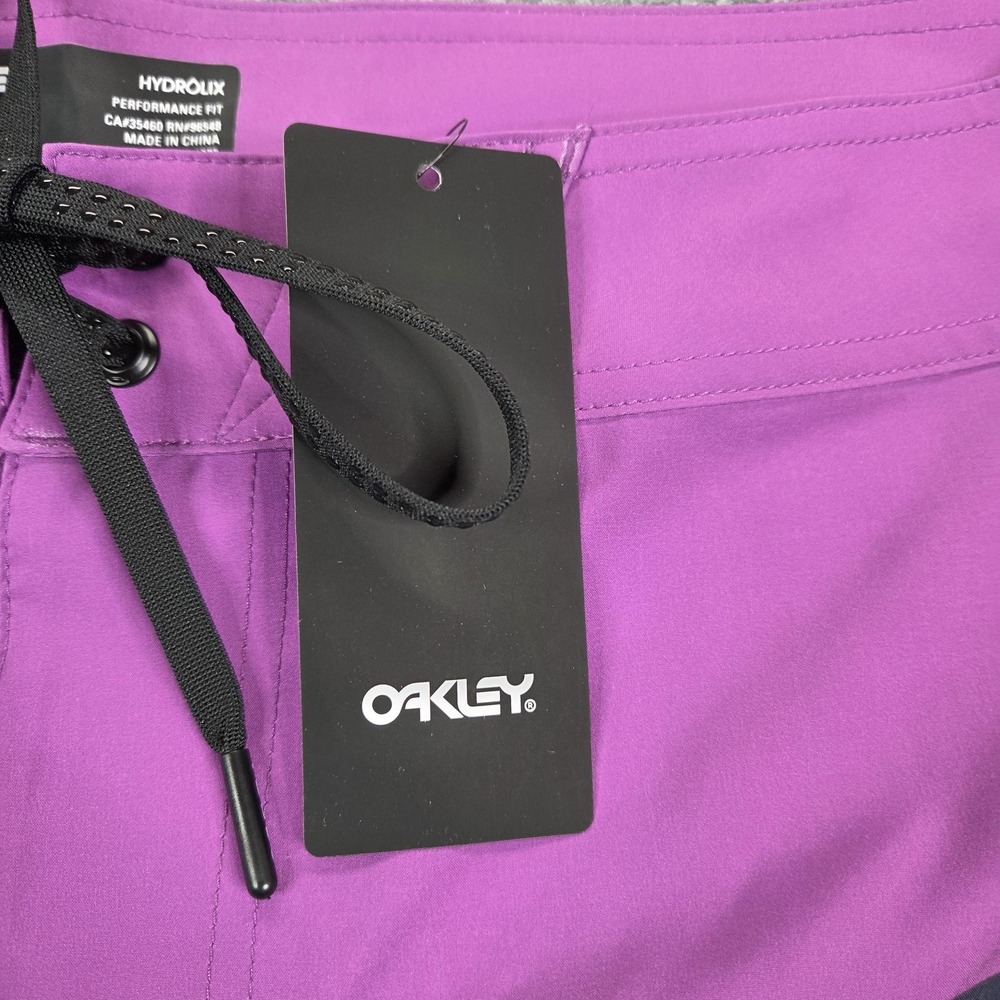 Oakley Boardshorts‎ Mens 34 Purple Palm Floral Hydrolix Quick Dry Swim Trunks - Picture 4 of 10